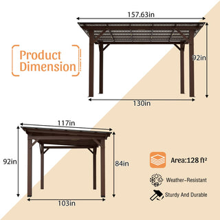 Spacious Outdoor Kitchen Gazebo: 13.1ft x 7.7ft Wooden Structure with Metal Roof, Grill Station & Bar