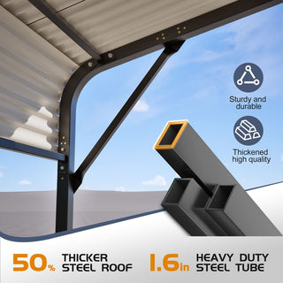 20' x 20' Heavy-Duty Galvanized Steel Carport Canopy with Triangle Reinforced Frame, UV-Proof Waterproof Shelter for Car, SUV, Boat & Tractor