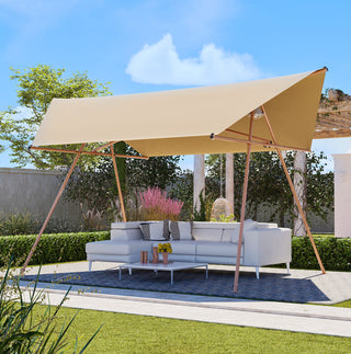 Hexagonal Shade Sail Canopy, 206" x 118" UV Protection UPF50+ Waterproof Patio Sun Shade with Rust-Resistant Poles & Built-in Hooks for Backyard Garden