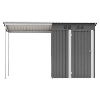 Durable 5x3FT Galvanized Steel Shed & Gazebo Combo, Easy Assembly Lean-To Storage with Open Pergola