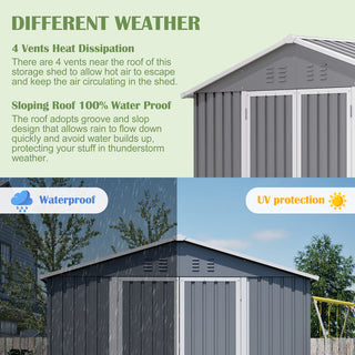 8 x 12 FT Outdoor Metal Storage Shed with Aluminum Frame, Lockable Double Doors, Heavy-Duty Tool Storage for Backyard, Garden, Patio & Lawn