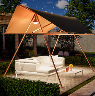 Hexagonal Shade Sail Canopy, 206" x 118" UV Protection UPF50+ Waterproof Patio Sun Shade with Rust-Resistant Poles & Built-in Hooks for Backyard Garden