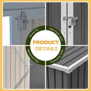 10X4 FT Metal Outdoor Storage Shed – Garden Tool Storage Shed with Lockable Door and Floor Frame