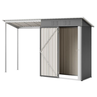 Durable 5x3FT Galvanized Steel Shed & Gazebo Combo, Easy Assembly Lean-To Storage with Open Pergola
