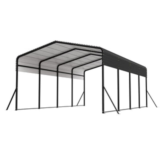 13 x 20 FT Heavy Duty Metal Carport with Reinforced Triangle Frame & 4 Poles, Galvanized Steel Roof All-Weather Outdoor Car Shelter for Vehicle Protection