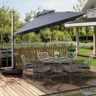 10 Ft Square Aluminum 360° Cantilever Patio Umbrella with Cover – Outdoor Yard Market Shade