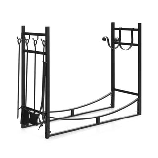 30/36 Inch Firewood Rack with 4 Tool Set Kindling Holders