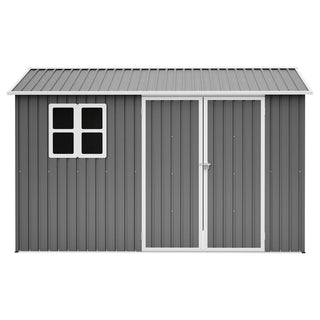 10x8 Ft Oversized Steel Storage Shed with Window, Lockable Double Doors & Sloped Roof, Heavy-Duty Outdoor Garden Tool Shed for Patio, Backyard & Lawn