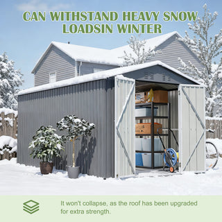 8 x 12 FT Outdoor Metal Storage Shed with Aluminum Frame, Lockable Double Doors, Heavy-Duty Tool Storage for Backyard, Garden, Patio & Lawn