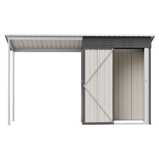 Durable 5x3FT Galvanized Steel Shed & Gazebo Combo, Easy Assembly Lean-To Storage with Open Pergola