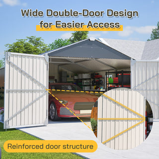 12x20 FT Heavy-Duty Metal Outdoor Storage Shed, Spacious 1810 CUFT Capacity with Double Doors, All-Weather Garage for Vehicle, Equipment & Tool Storage