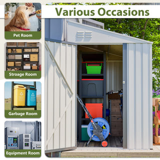 4x7 Ft Lean-To Metal Storage Shed, Heavy-Duty Outdoor Bike & Garden Storage with Lockable Door