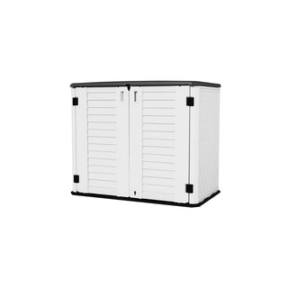 4.2 ft. W x 2.4 ft. D Outdoor Resin Storage Shed, 10 sq. ft. with Lockable Double Doors & Floor Panel