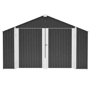 12x20 FT Heavy-Duty Metal Outdoor Storage Shed, Spacious 1810 CUFT Capacity with Double Doors, All-Weather Garage for Vehicle, Equipment & Tool Storage