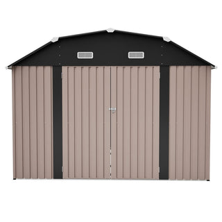 10X12 FT Metal Outdoor Storage Shed with Floor Frame Kit – Heavy-Duty Steel Garden Tool Shed