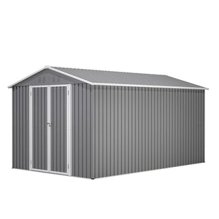 8 x 12 FT Outdoor Metal Storage Shed with Aluminum Frame, Lockable Double Doors, Heavy-Duty Tool Storage for Backyard, Garden, Patio & Lawn