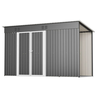 10X4 FT Metal Outdoor Storage Shed – Garden Tool Storage Shed with Lockable Door and Floor Frame
