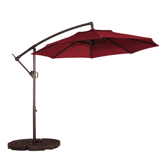 10FT Steel Cantilever Patio Umbrella with 2-Way Stop Crank, Offset Hanging Outdoor Umbrella for Patio, Pool, Deck & Garden