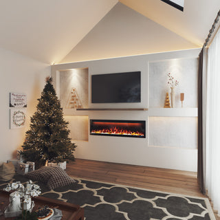 Mounted Electric Fireplace – Black LED, Remote Control, Multiple Sizes (50 in–88 in)