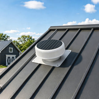 12-Inch Flush-Mount Round Solar Roof Vent Fan, 30W Dual-Power Attic Exhaust Fan with 1200 CFM, 3-Speed Remote & 25°C Auto Start