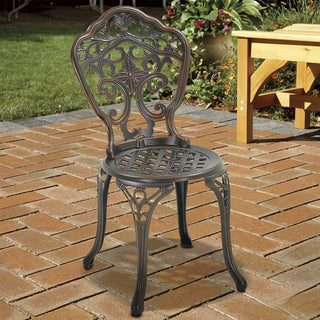 2-Piece Antique Bronze/White Cast Aluminum Stackable Outdoor Dining Chairs with Elegant European-Style Design for Patio & Garden