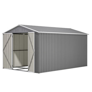 8X12 FT Metal Outdoor Storage Shed – Lockable Garden Tool Shed with Durable Aluminum Frame