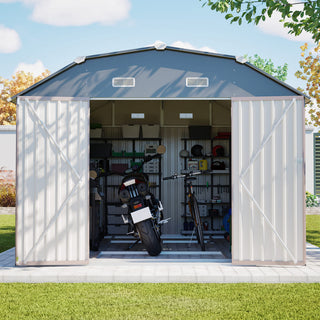10' x 12' Heavy-Duty Metal Outdoor Storage Shed with Floor Frame Kit, Weather-Resistant Tool Shed for Backyard & Garden