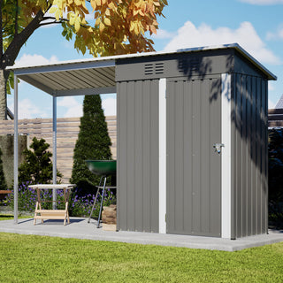 Durable 5x3FT Galvanized Steel Shed & Gazebo Combo, Easy Assembly Lean-To Storage with Open Pergola