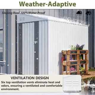 4x7 Ft Lean-To Metal Storage Shed, Heavy-Duty Outdoor Bike & Garden Storage with Lockable Door