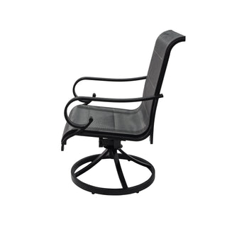 Outdoor Aluminum Swivel Chair Set with Textilene Backrest – 360° Patio Chairs with Cushions