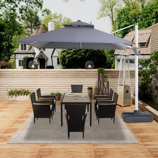 10 Ft Square Aluminum 360° Cantilever Patio Umbrella with Cover – Outdoor Yard Market Shade