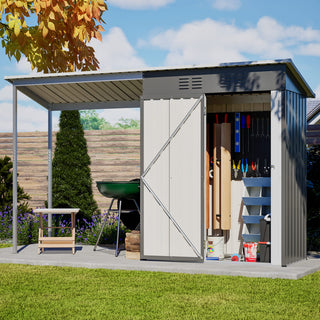 Durable 5x3FT Galvanized Steel Shed & Gazebo Combo, Easy Assembly Lean-To Storage with Open Pergola