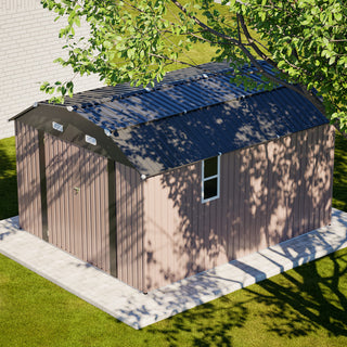 10' x 12' Heavy-Duty Metal Outdoor Storage Shed with Floor Frame Kit, Weather-Resistant Tool Shed for Backyard & Garden