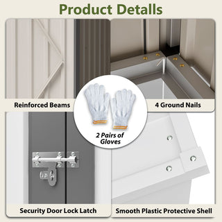 4x7 Ft Lean-To Metal Storage Shed, Heavy-Duty Outdoor Bike & Garden Storage with Lockable Door