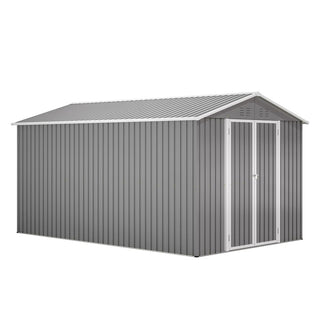 8X12 FT Metal Outdoor Storage Shed – Lockable Garden Tool Shed with Durable Aluminum Frame