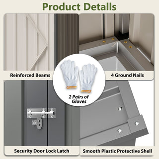 4x7 Ft Lean-To Metal Storage Shed, Heavy-Duty Outdoor Bike & Garden Storage with Lockable Door