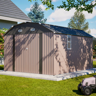 10' x 12' Heavy-Duty Metal Outdoor Storage Shed with Floor Frame Kit, Weather-Resistant Tool Shed for Backyard & Garden