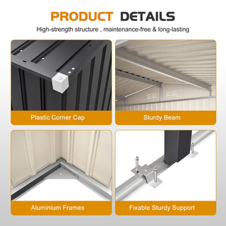12x23 Ft Heavy-Duty Metal Carport Storage Shed, Steel Garage with Sliding Door, UV-Blocking Panel & Waterproof Sloped Roof for Car, Boat, Tractor & Farm Equipment