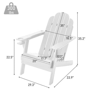 Curveback White Plastic Outdoor Adirondack Chair with Cup Holder and Umbrella Hole