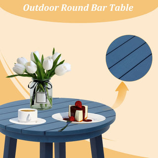 Navy HIPS Bar Height Bistro Table Outdoor Patio Side Table for Backyard Deck Porch