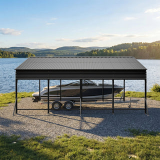 20' x 20' Heavy-Duty Galvanized Steel Carport Canopy with Triangle Reinforced Frame, UV-Proof Waterproof Shelter for Car, SUV, Boat & Tractor