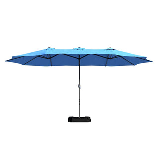15FT Rectangular Patio Umbrella with Base & Crank Lift – Large Outdoor Market Umbrella for Backyard, Deck & Poolside