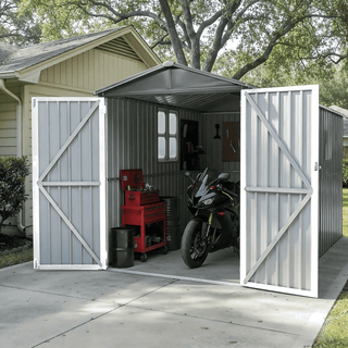 Motorcycle Outdoor Storage Shed with Window, Heavy Duty Weatherproof Bike Shelter