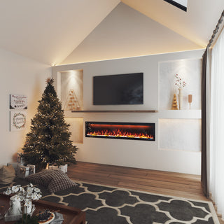 Mounted Electric Fireplace – Black LED, Remote Control, Multiple Sizes (50 in–88 in)