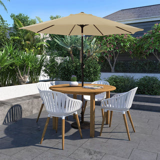 9 ft Aluminum Market Patio Umbrella with Push Button Tilt & Crank Lift, Outdoor Sun Umbrella in Taupe