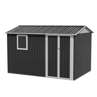 9 x 6 FT Metal Garden Storage Shed with Window, Outdoor Tool House for Patio, Backyard & Lawn, Weatherproof Utility Storage Building