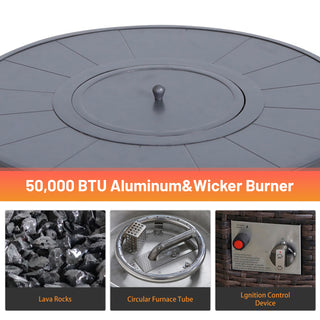 25 H x 32 W Aluminum Outdoor Fire Pit Table Set with Lid – Rust-Resistant Powder-Coated Frame, Perfect for Patio, Deck & Backyard Heating