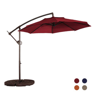 10FT Steel Cantilever Patio Umbrella with 2-Way Stop Crank, Offset Hanging Outdoor Umbrella for Patio, Pool, Deck & Garden