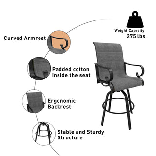 5-Piece Outdoor Cast Aluminum Dining Set – Black Swivel Chairs & Table for Patio