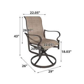5-Piece Outdoor Patio Dining Set – 48" Round Table with Umbrella Hole & 4 Swivel Rocking Chairs, Rust-Resistant Aluminum